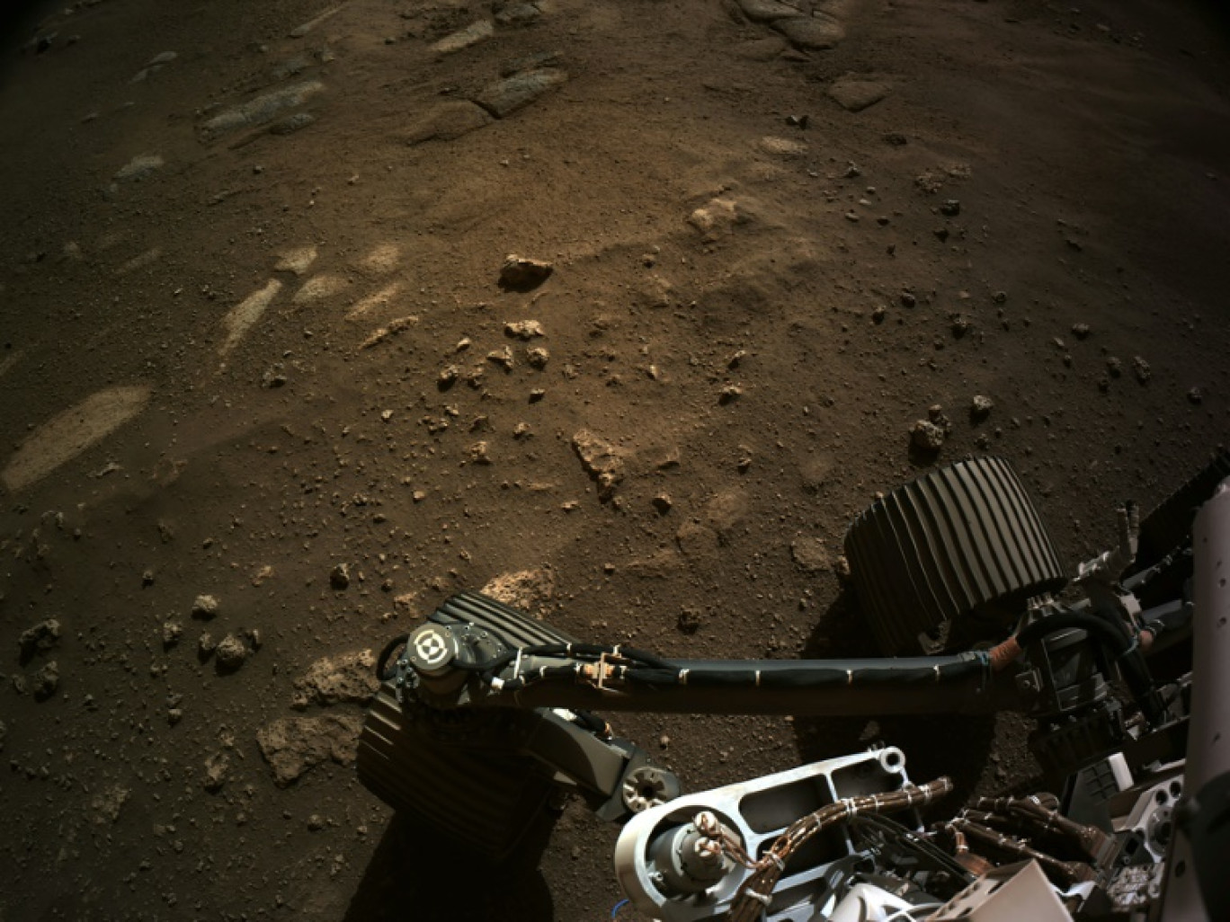 Image fournie par la Nasa montrant le rover Perseverance sur la planète Mars le 21 février 2021 © Handout