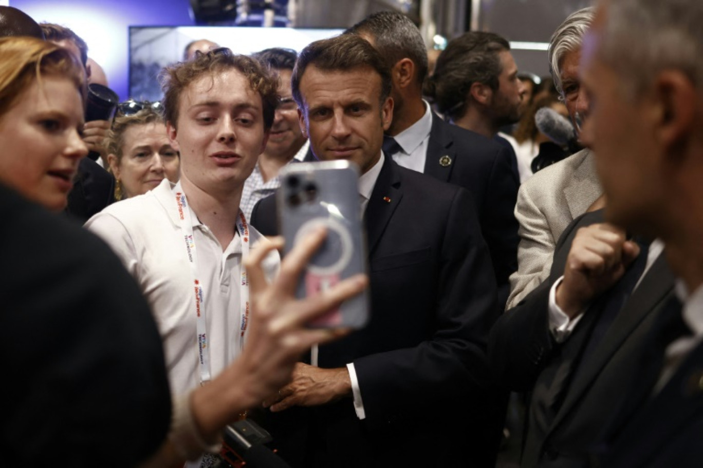 Emmanuel Macron au salon Vivatech à Paris le 14 juin 2023 © YOAN VALAT