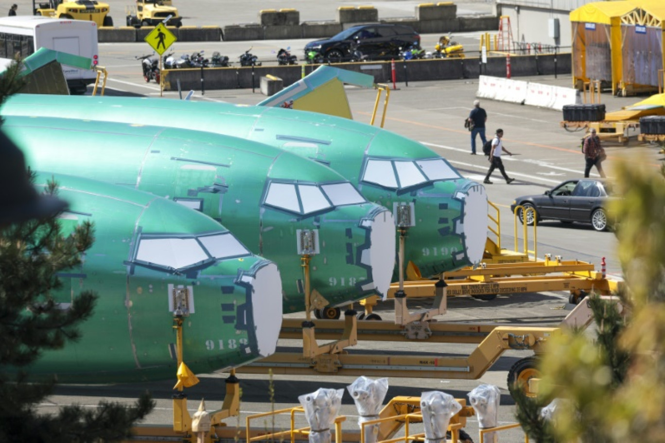 Des fuselages de Boeing 737 à l'usine de Renton, dans l'Etat de Washington, le 15 avril 2025 © Jason Redmond