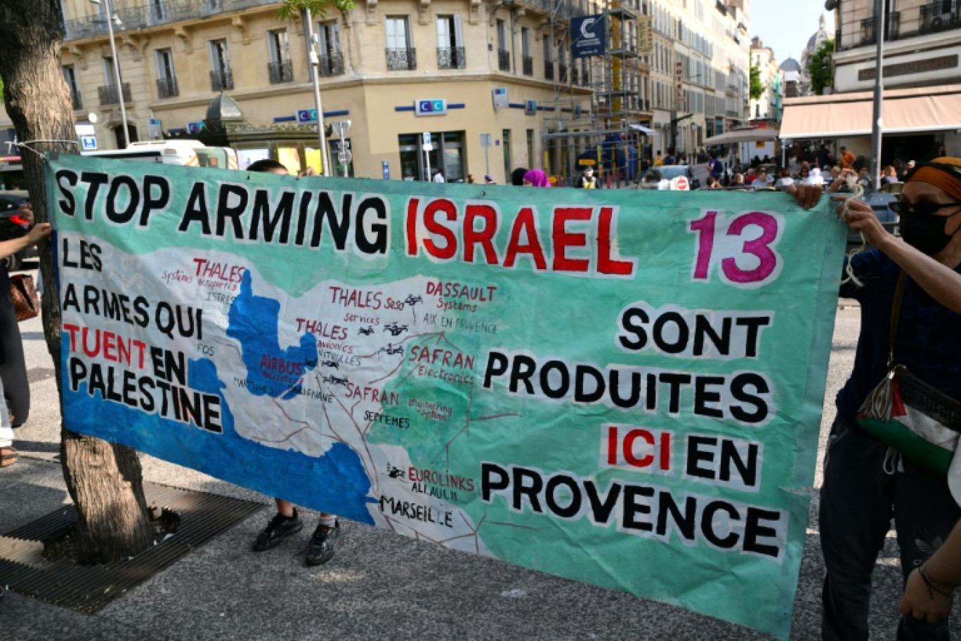 Rassemblement à Marseille le 5 juin 2025 contre l'expédition en Israël de composants militaires fabriqués par la société Eurolinks © Christophe SIMON