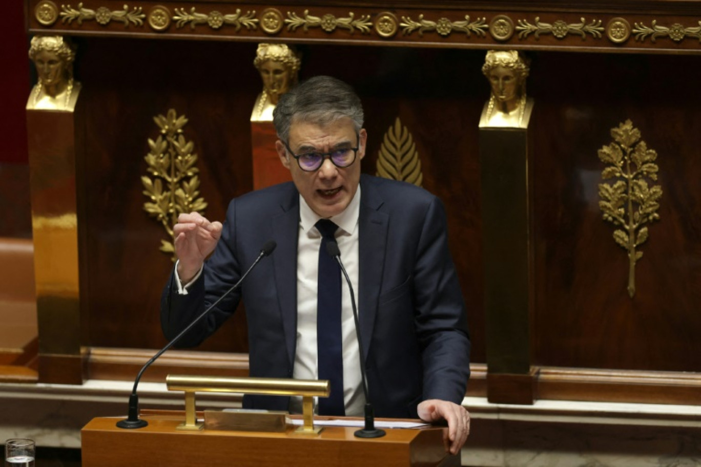 Le premier secrétaire du PS Olivier Faure, le 16 janvier 2025 à l'Assemblée nationale à Paris © THIBAUD MORITZ