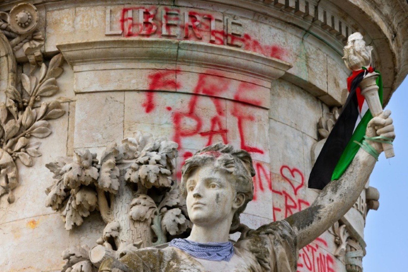 Manifestation propalestinienne place de la République à Paris, le 14 juin 2025 © Thomas SAMSON