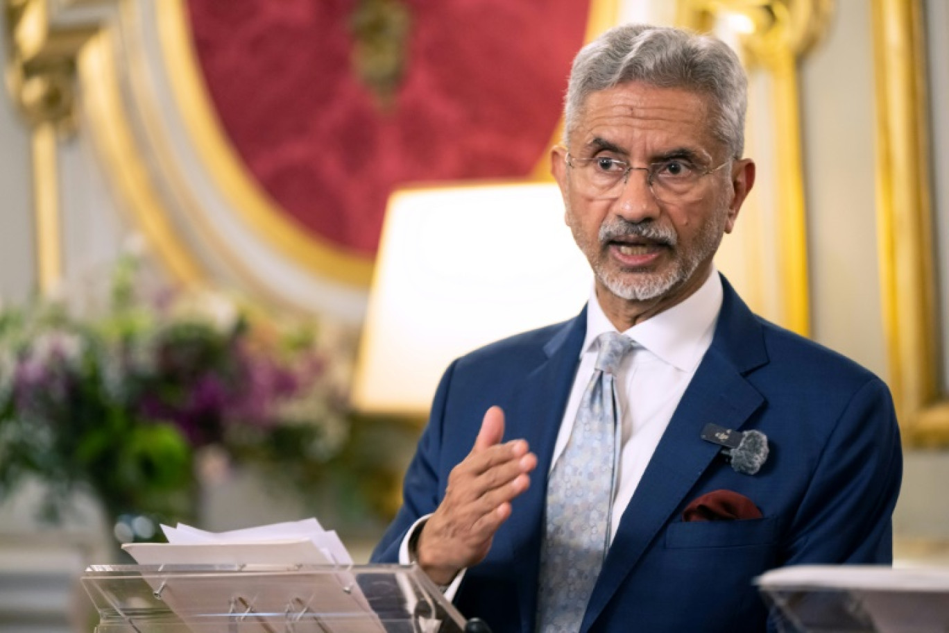 Le ministre indien des Affaires étrangères Subrahmanyam Jaishankar lors d'une conférence de presse à Marseille, avec son homologue français Jean-Noël Barrot, le 13 juin 2025 © Miguel MEDINA