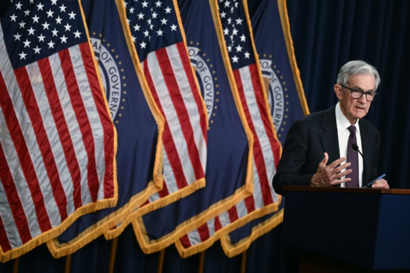 Le président de la Réserve fédérale américaine (Fed) Jerome Powell, le 7 mai 2025 à Washington © Brendan SMIALOWSKI