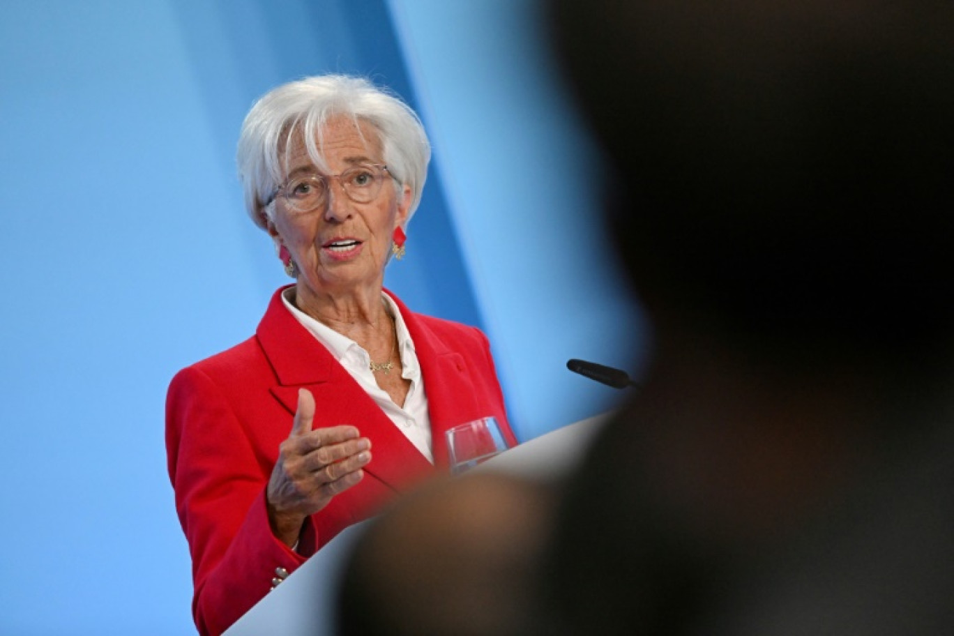 La présidente de la BCE Christine Lagarde, lors d'une conférence de presse à Francfort, le 5 juin 2025 © Kirill KUDRYAVTSEV
