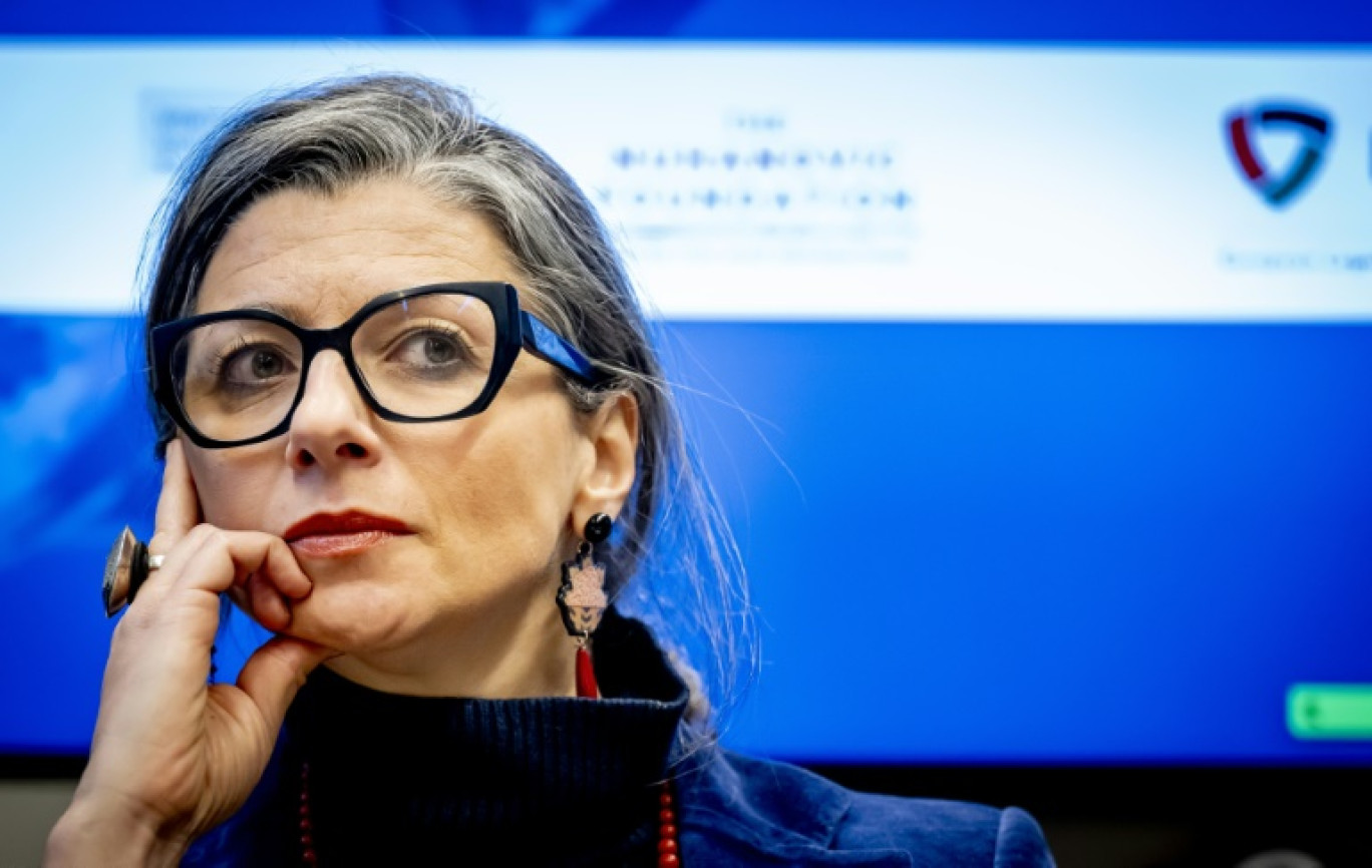 La rapporteuse spéciale des Nations unies pour les territoires palestiniens occupés, Francesca Albanese, à La Haye le 12 février 2025 © Robin Utrecht