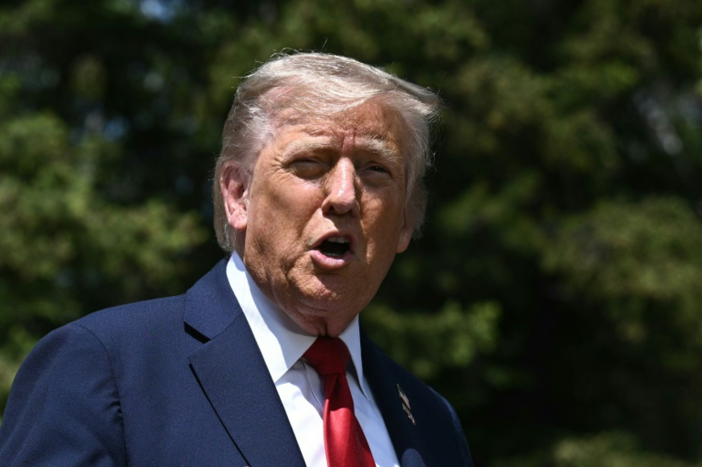 Le président américain Donald Trump pendant le sommet du G7 au Canada, le 16 juin 2025 © BRENDAN SMIALOWSKI