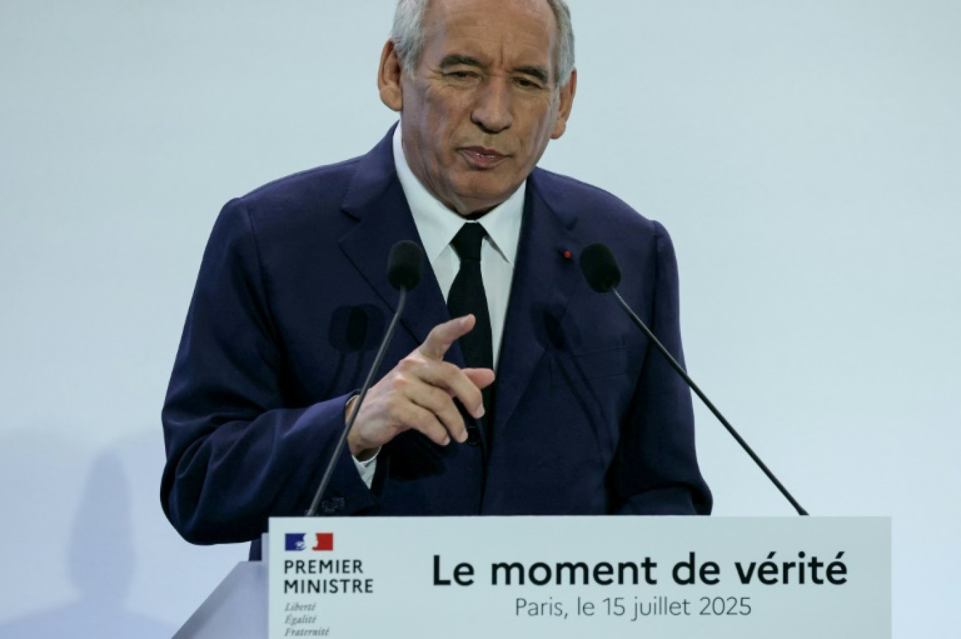 Le Premier ministre François Bayrou dévoile les grandes lignes du budget 2026 de la France, le 15 juillet 2025 à Paris © Thomas SAMSON