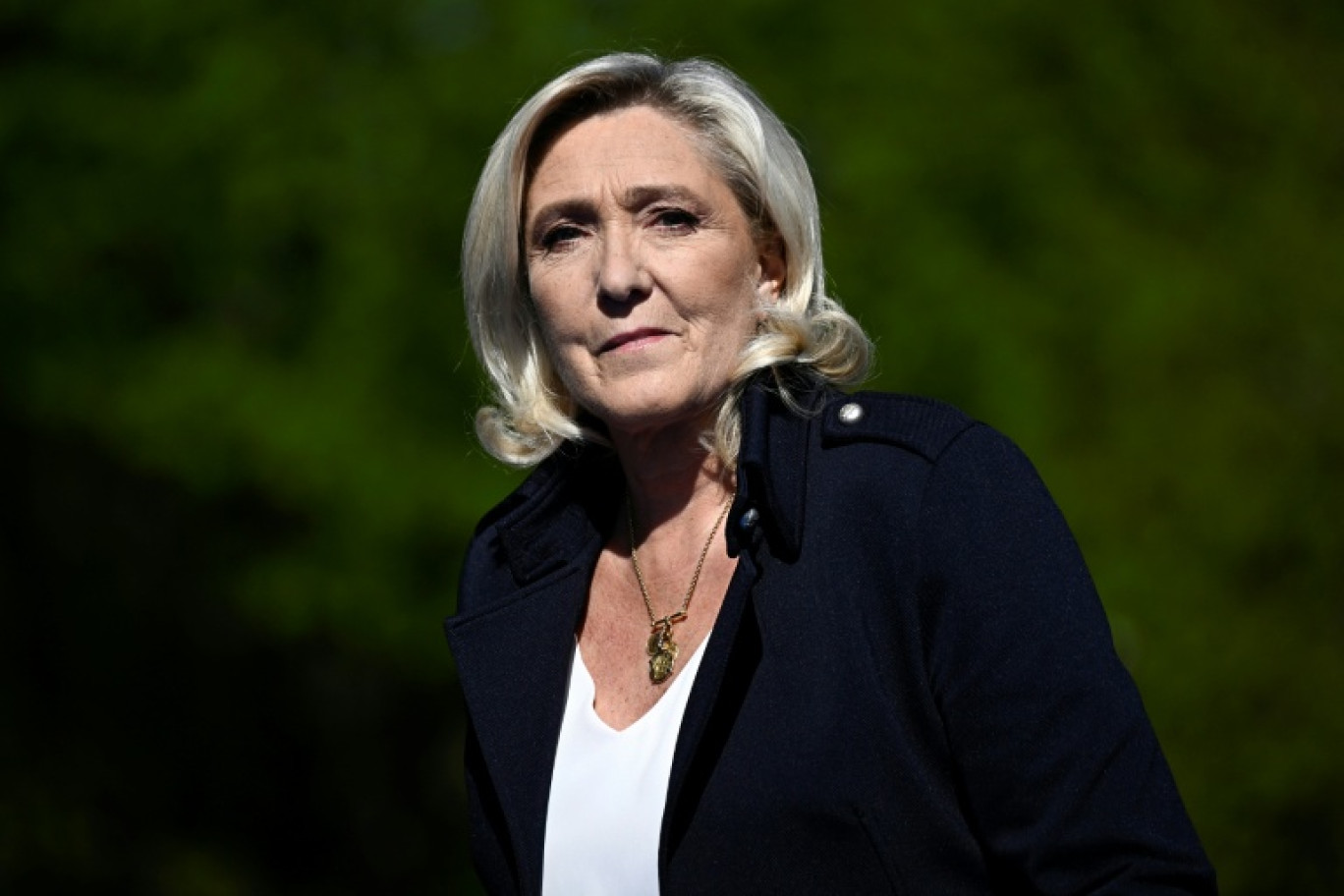 La présidente du groupe parlementaire du Rassemblement national, Marine Le Pen, à Paris, le 6 avril 2025 © JULIEN DE ROSA
