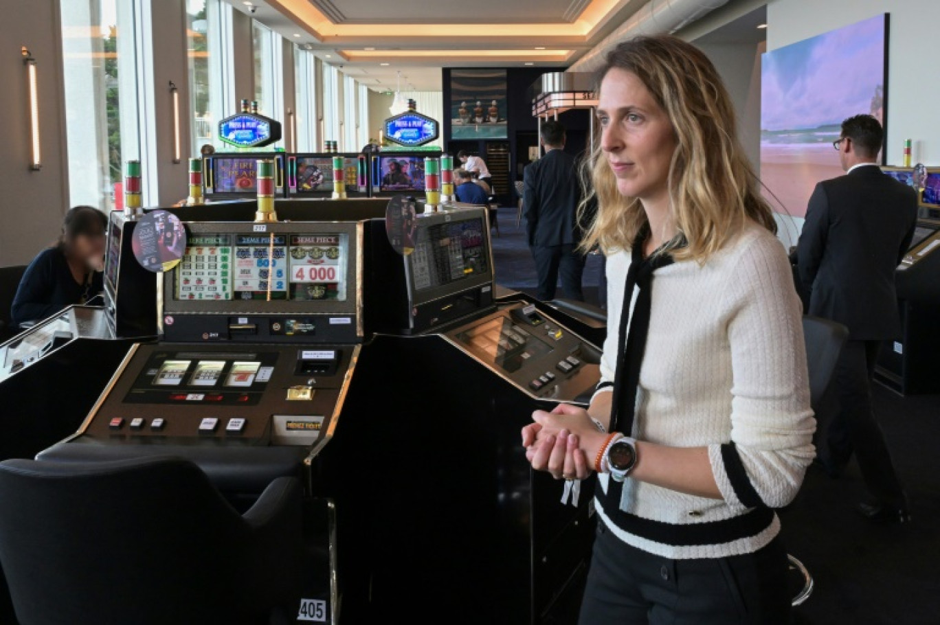 Joy Desseigne-Barrière, la co-présidente du groupe Barrière, le jour de la réouverture après la rénovation du casino Barrière à Dinard, le 20 juillet 2025 en Ille-et-Vilaine © Damien MEYER