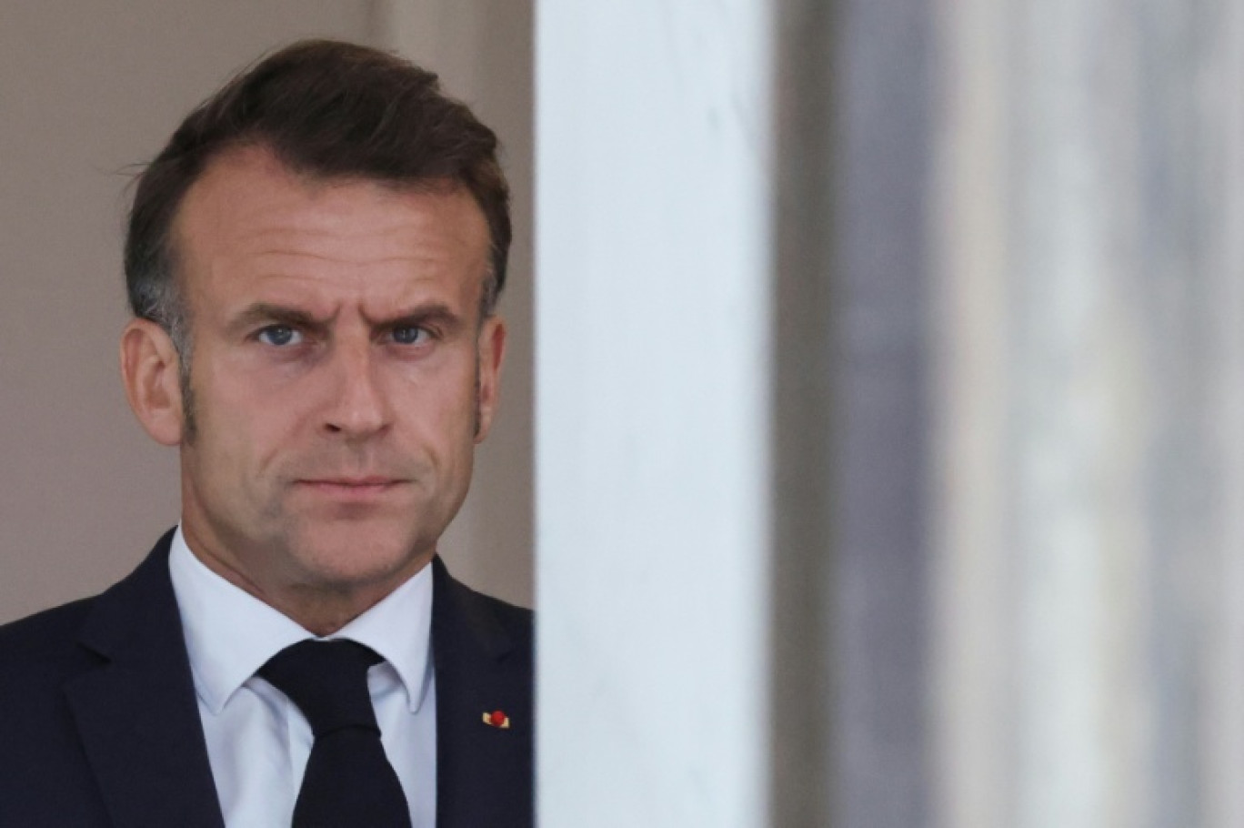 Le président français Emmanuel Macron à l'Elysée à Paris, le 14 juillet 2025 © Ludovic MARIN