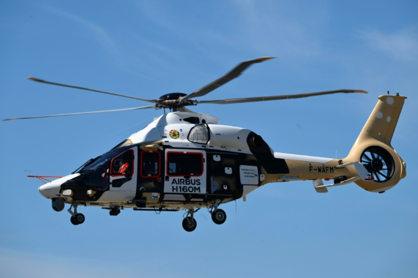 Airbus lance les essais en vol de son hélicoptère H160M Guépard à Marignane, dans le sud-est de la France, le 24 juillet 2025 © Christophe SIMON
