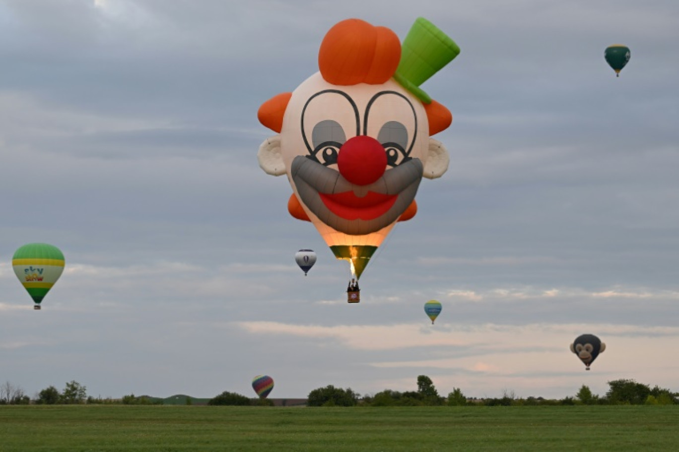 Des montgolfières survolent la base de Chambley-Bussières, en Meurthe-et-Moselle, à l'occasion du festival Enenvol, le 28 juillet 2025 © Jean-Christophe VERHAEGEN
