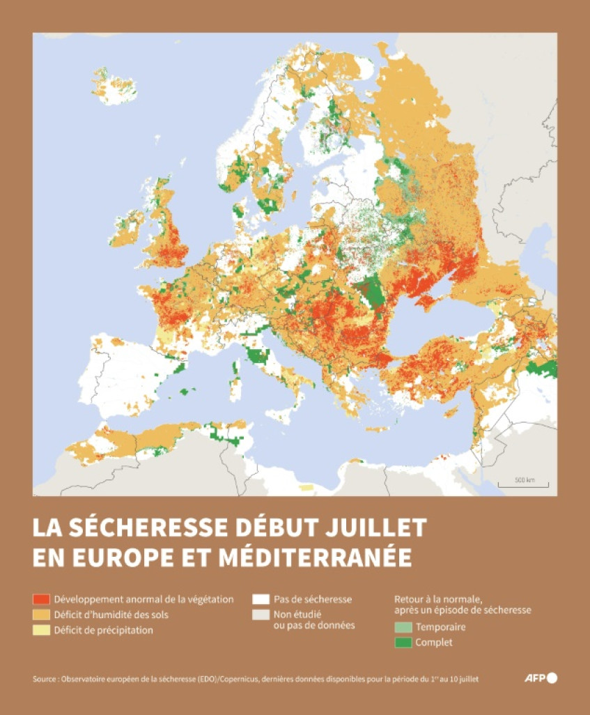 La sécheresse en Europe et Méditerranée début juillet 2025 © Nalini LEPETIT-CHELLA