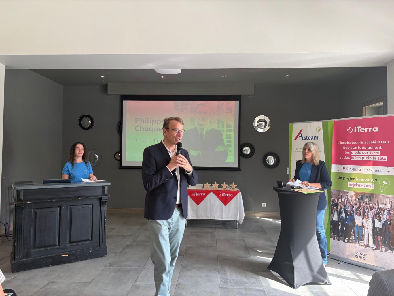 Philippe Choquet, président d'Iterra, et Aurélie Chaussepied (à dr.), start-up manager.