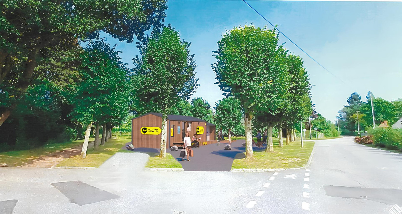 Thénouville, commune nouvelle, entend bien profiter de l'implantation d'une supérette Api près de l'école pour dynamiser son cœur de village. © MT Architecture / Api