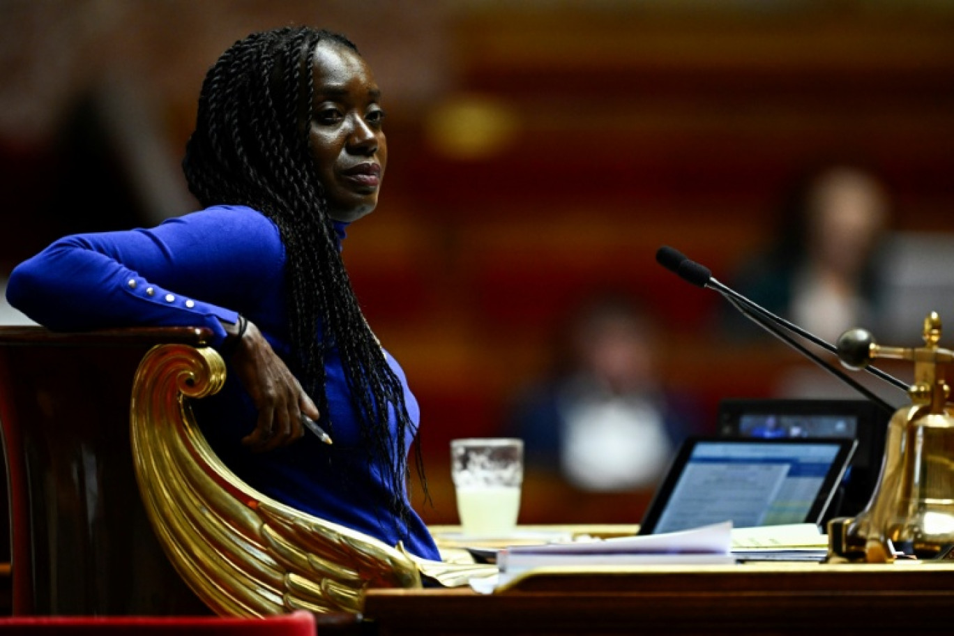 Nadège Abomangoli à l'Assemblée nationale, à Paris le 24 octobte 2024 © JULIEN DE ROSA