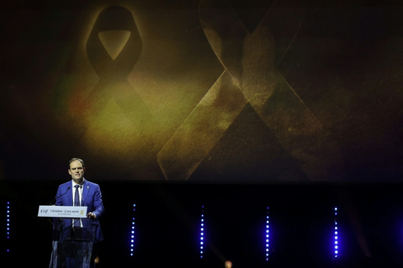 Le président du Crif, Yonathan Arfi, lors d'une cérémonie organisée pour la libération des otages israéliens, le 5 octobre 2025 à Paris © Thomas SAMSON