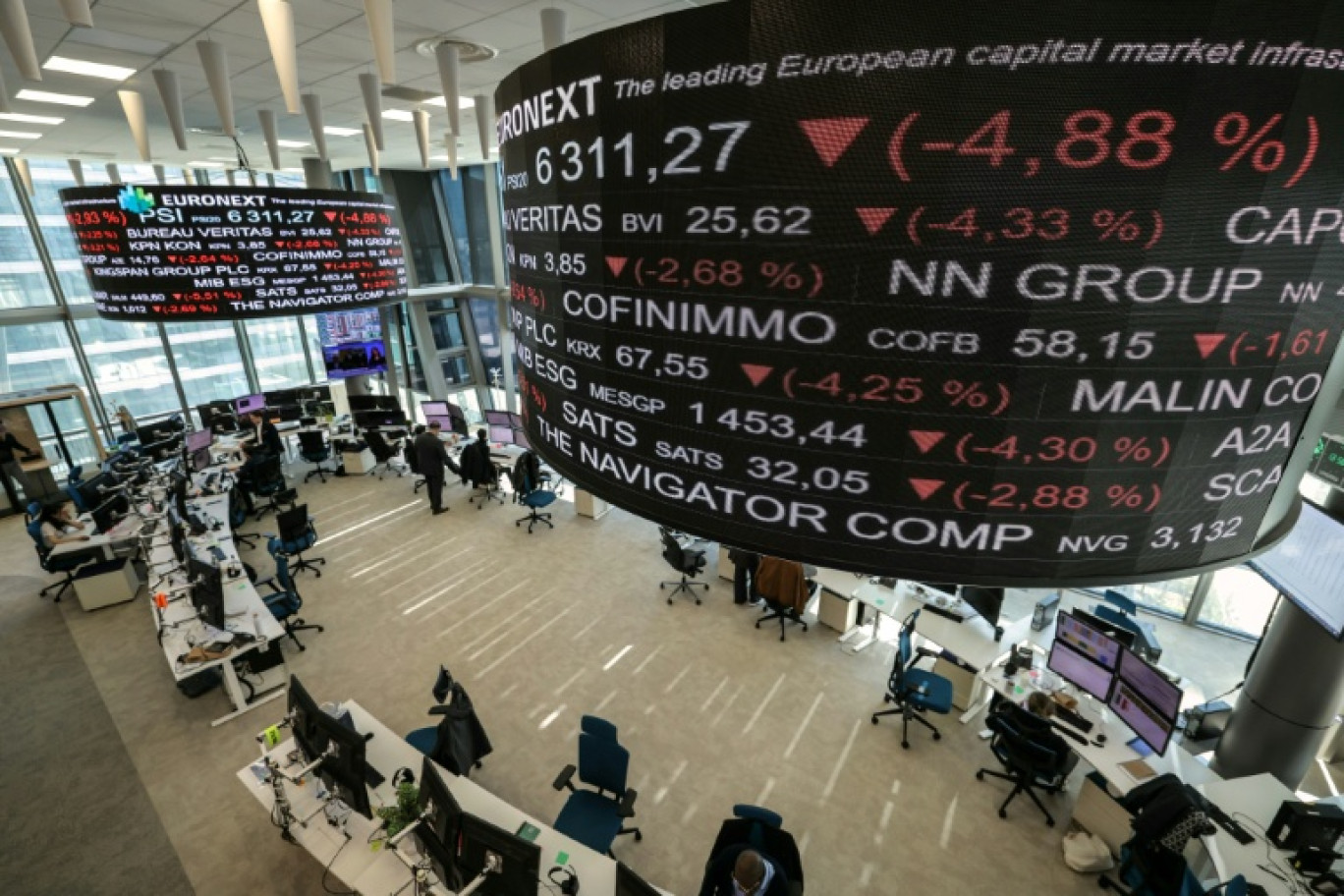 La salle de contrôle d'Euronext, société qui gère la Bourse de Paris © Thomas SAMSON