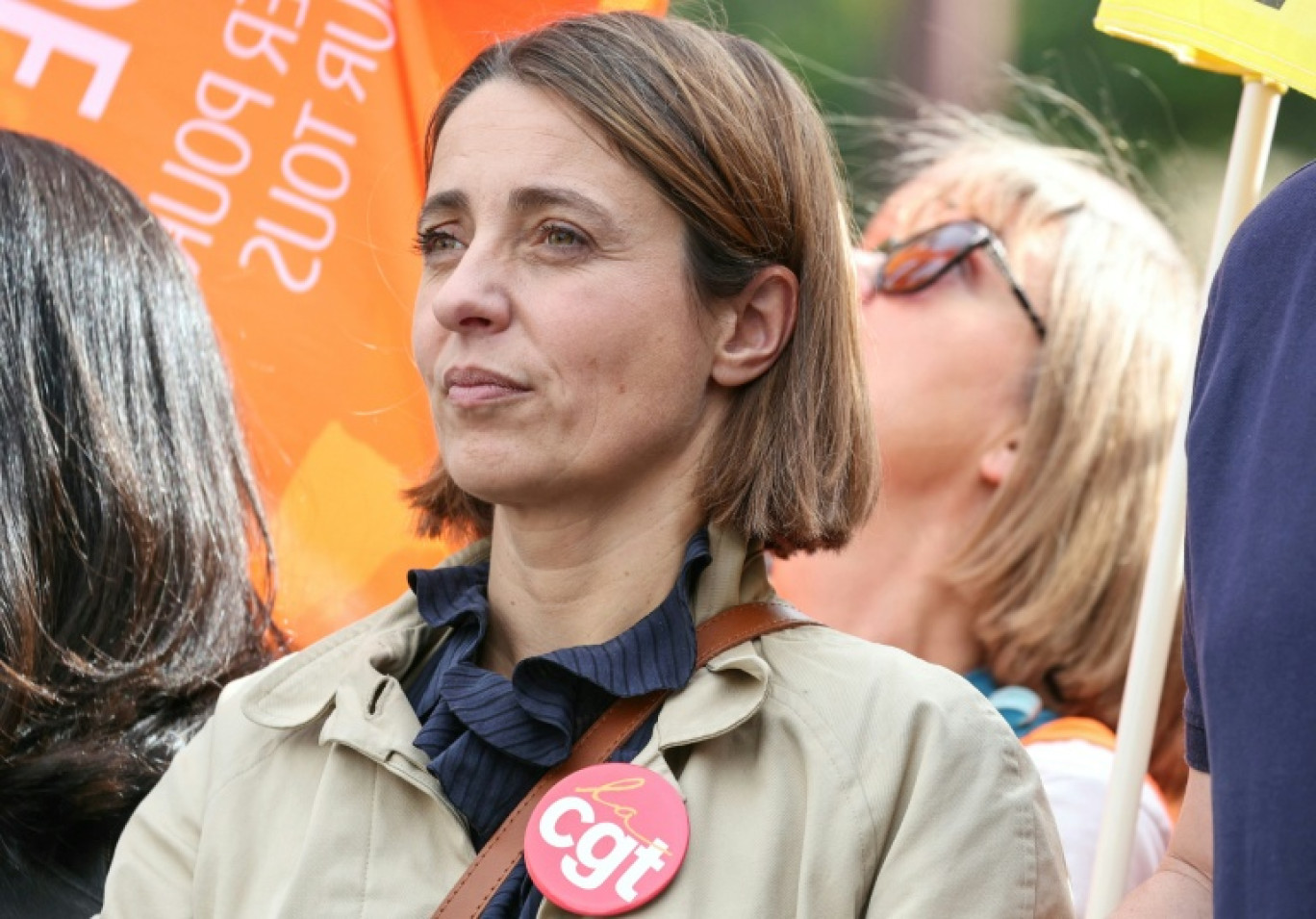 Sophie Binet, la secrétaire générale de la CGT, lors d'une mobilisation nationale lancée à l'appel de l'intersyndicale pour réclamer des mesures de "justice sociale", Paris, le 2 octobre 2025 © Thomas SAMSON