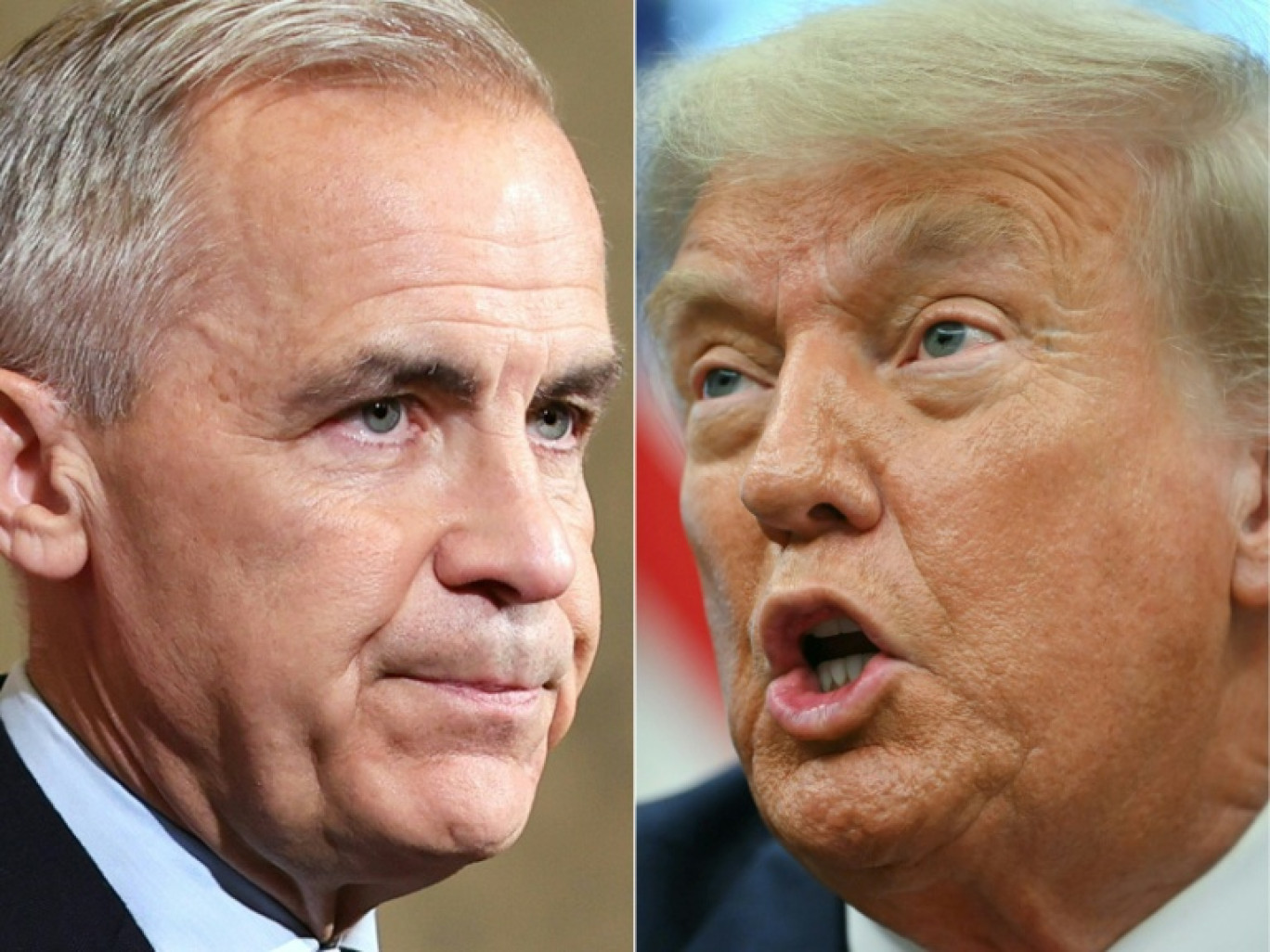 Photomontage réalisé le 30 juin 2025 du Premier ministre canadien Mark Carney et du président américain Donald Trump © Dave Chan