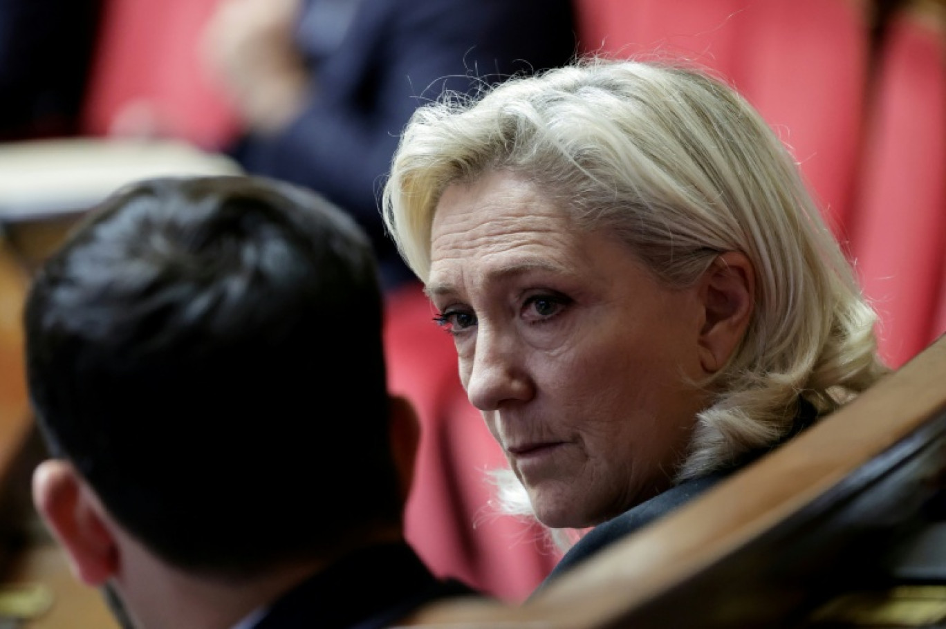 La présidente des députés du Rassemblement national, Marine Le Pen, à l'Assemblée nationale, Paris, le 27 octobre 2025 © STEPHANE DE SAKUTIN