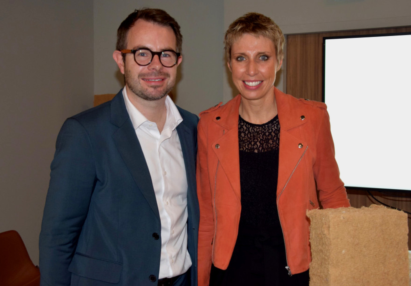 Pierre Vion, co-fondateur et président de Fiboo, et Caroline Poissonnier, co-dirigeante du groupe Baudelet.