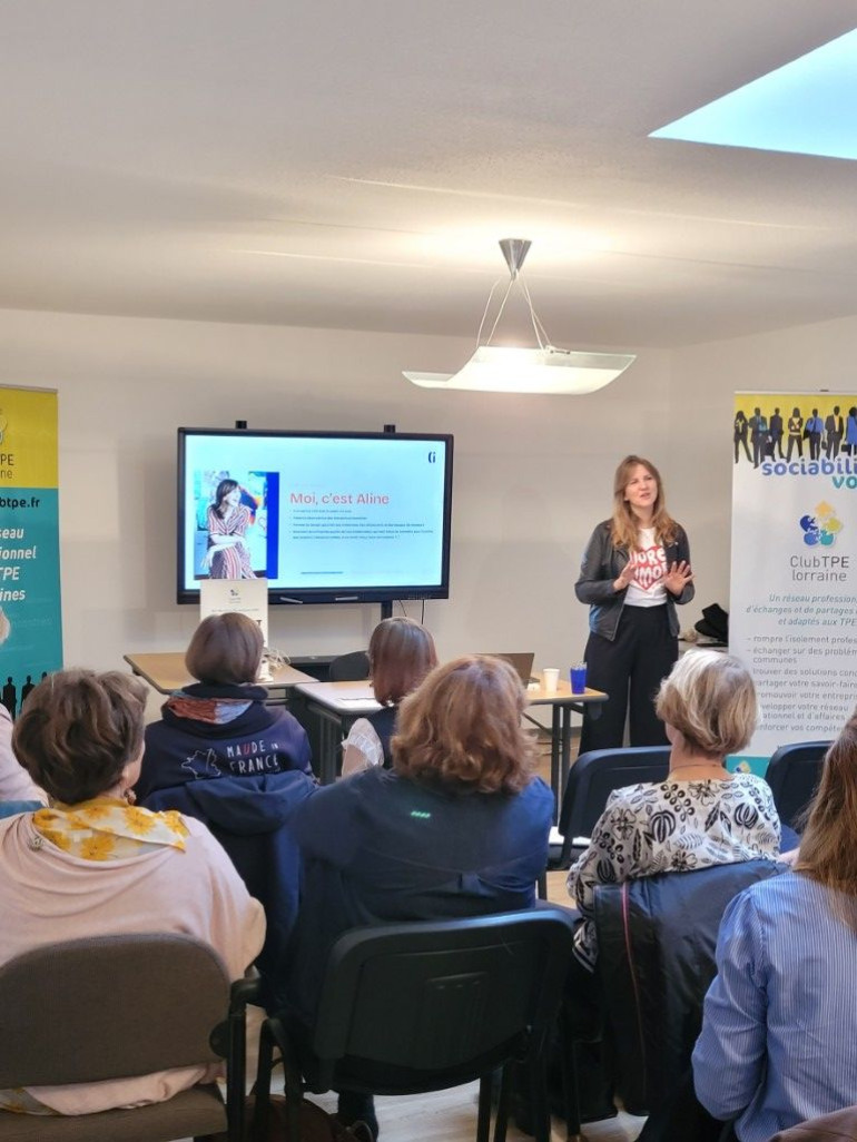  Aline Antropius, coach et formatrice du cabinet Blink intervient au sujet de la santé mentale de l’entrepreneur ©  ClubTPE Lorraine.