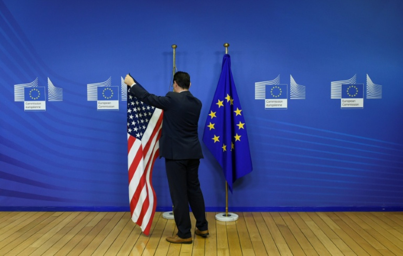 L'UE va plaider pour une réduction des droits de douane imposés par Washington sur les importations d'acier à l'occasion d'une visite de responsables américains à Bruxelles © JOHN THYS