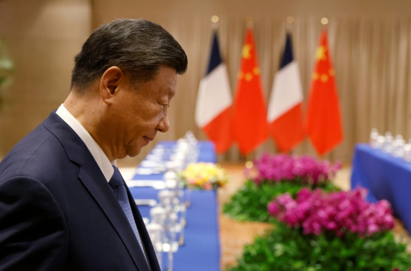 Le président chinois Xi Jinping participe à une rencontre bilatérale avec son homologue français Emmanuel Macron, le 19 novembre 2024 à Rio de Janeiro au Brésil © Ludovic MARIN