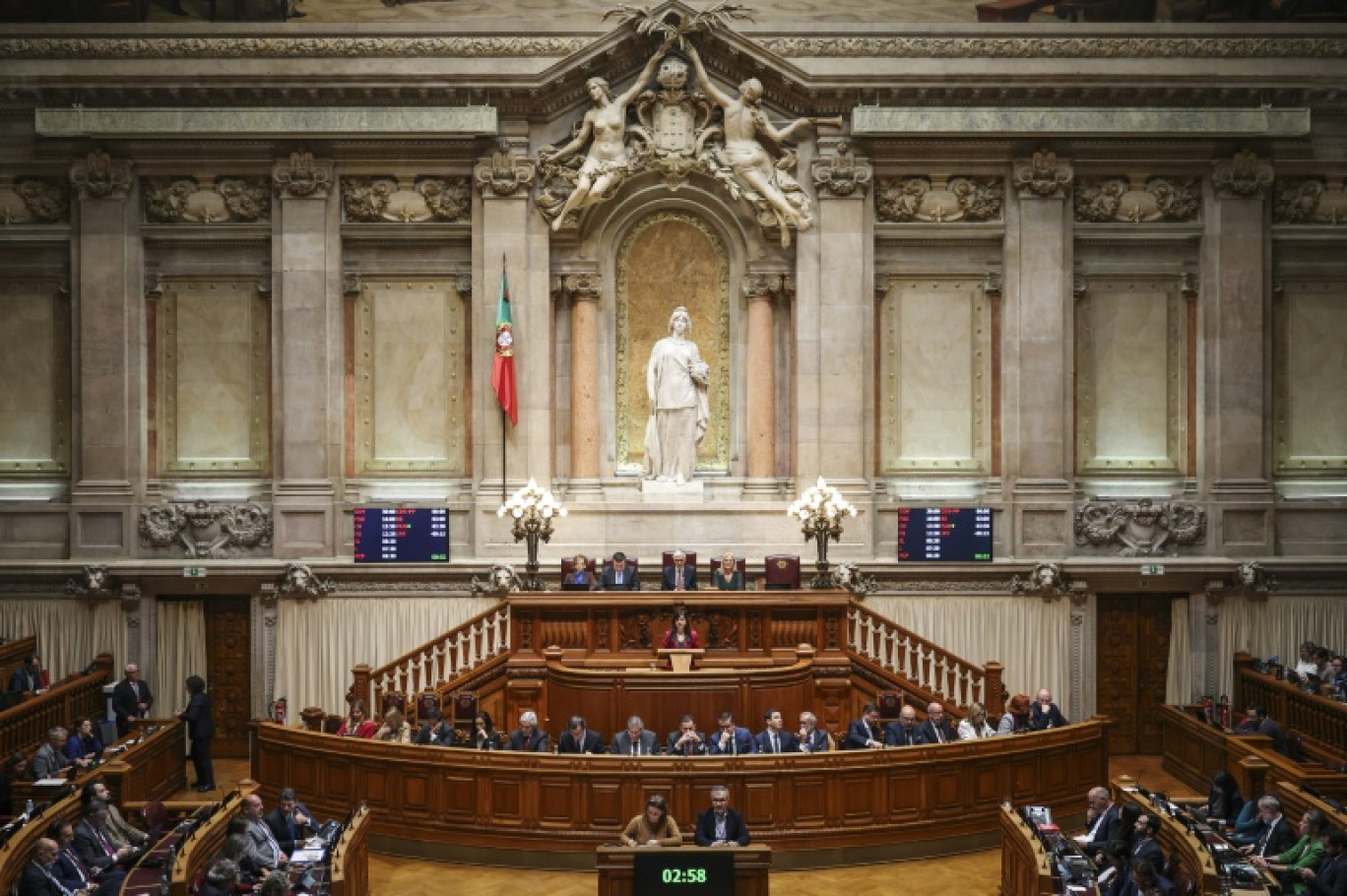 Vue générale du Parlement portugais lors d'un débat sur le budget de l'Etat, le 27 novembre 2025 © PATRICIA DE MELO MOREIRA