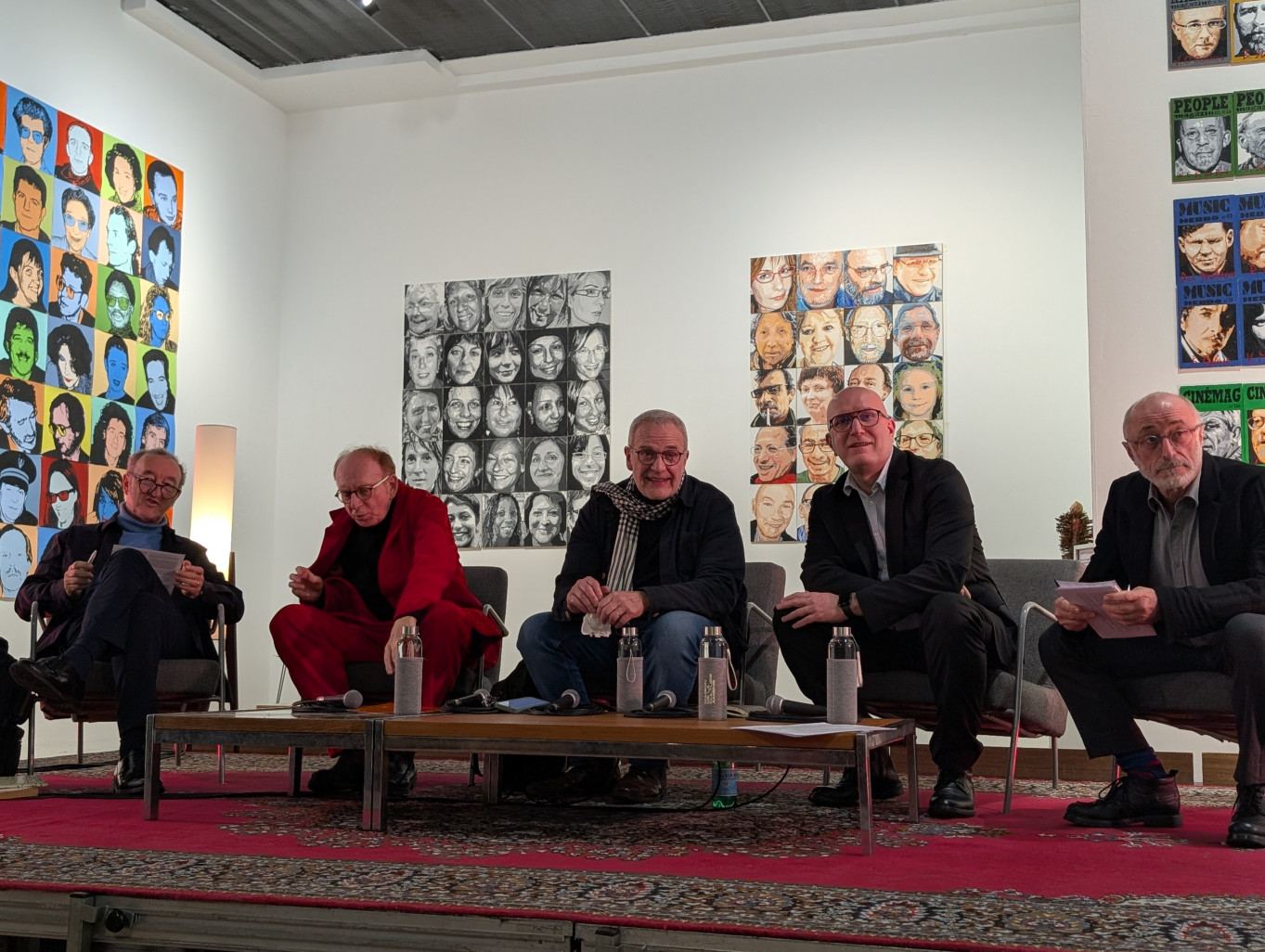 Ce 12 janvier, Jean-Michel Puiffe (au centre) a animé une table ronde, entouré des anciens et de l’actuel directeur de la MCA, Michel Orier, Gilbert Filinger (à gauche), Romaric Daurier et Laurent Dréano (à droite). © Aletheia Press / DLP