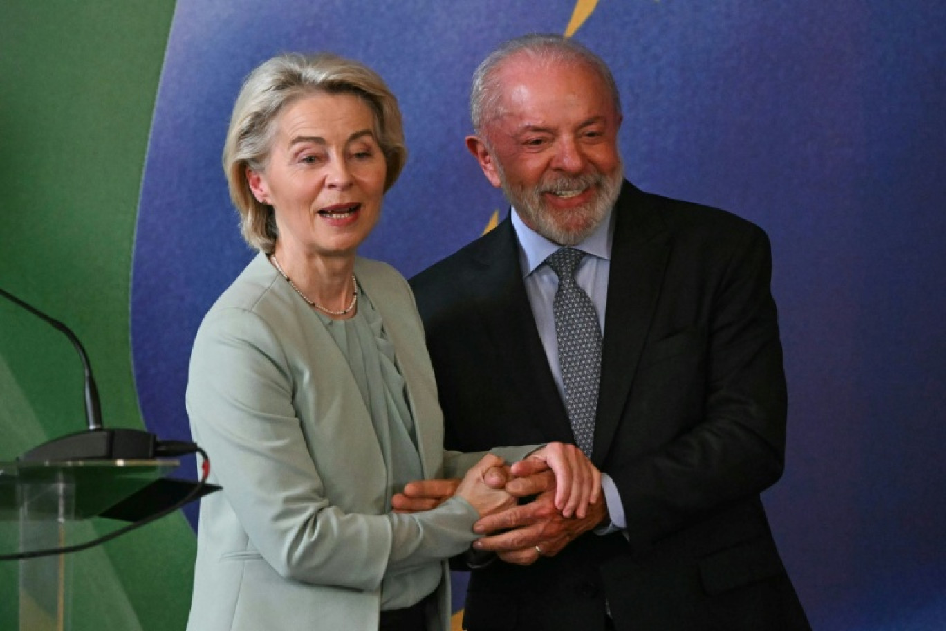 La présidente de la Commission européenne Ursula von der Leyen et le président brésilien Luiz Inacio Lula da Silva à Rio de Janeiro, au Brésil le 16 janvier 2026 © Mauro PIMENTEL