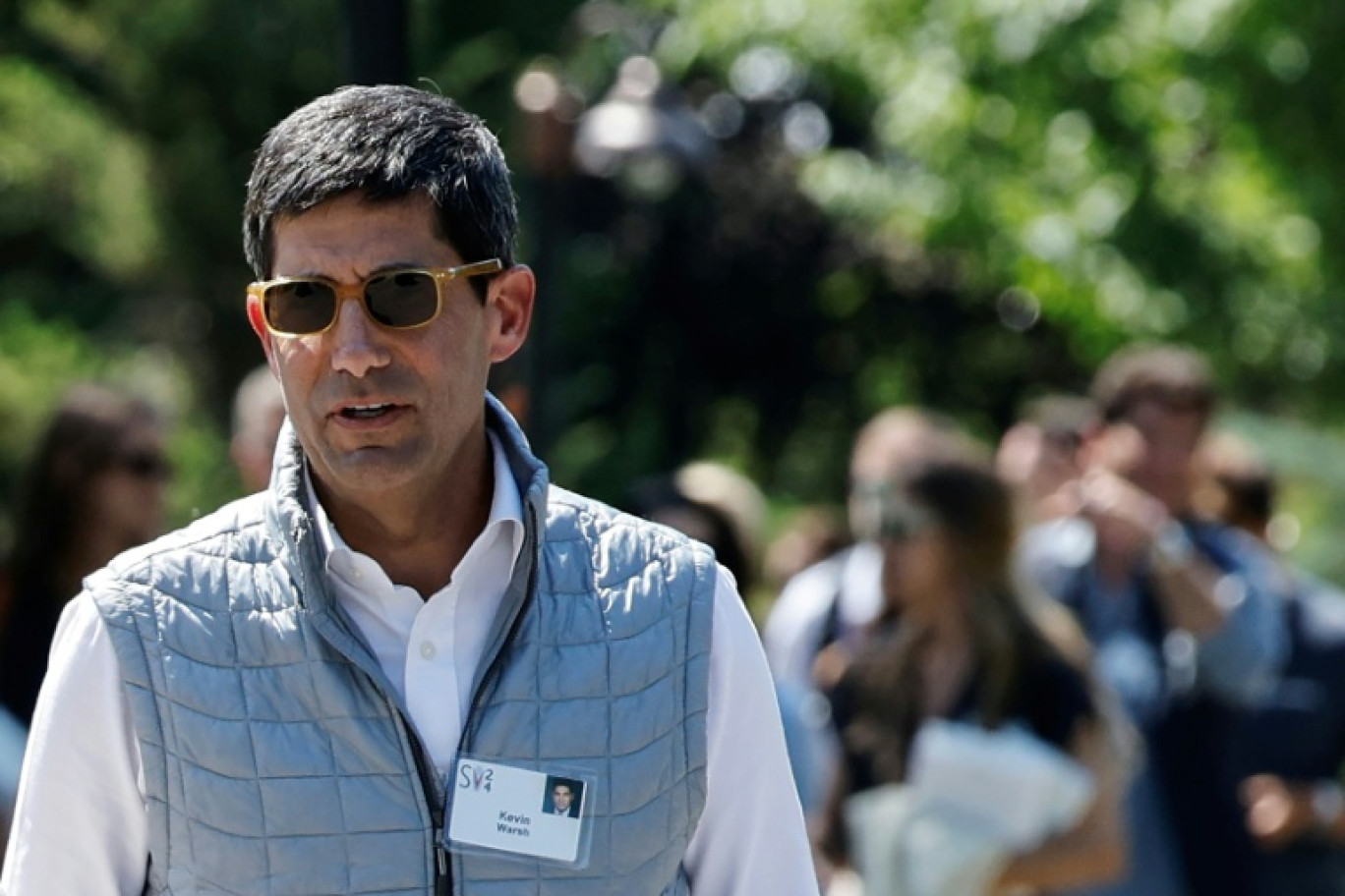 Kevin Warsh, ancien gouverneur de la Réserve fédérale américaine et désigné par Donald Trump our prendre sa tête en mai 2026,
lors de la Allen & Company Sun Valley Conference à Sun Valley (Idaho) le 10 juillet 2024 © KEVORK DJANSEZIAN