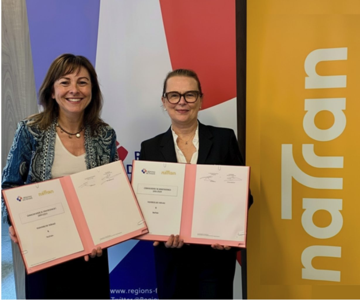 Carole Delga, Présidente de Régions de France, et Sandrine Meunier, Directrice Générale de NaTran, ont signé le 19 septembre le renouvellement de leur partenariat pour la période 2025-2027.© Régions de France 