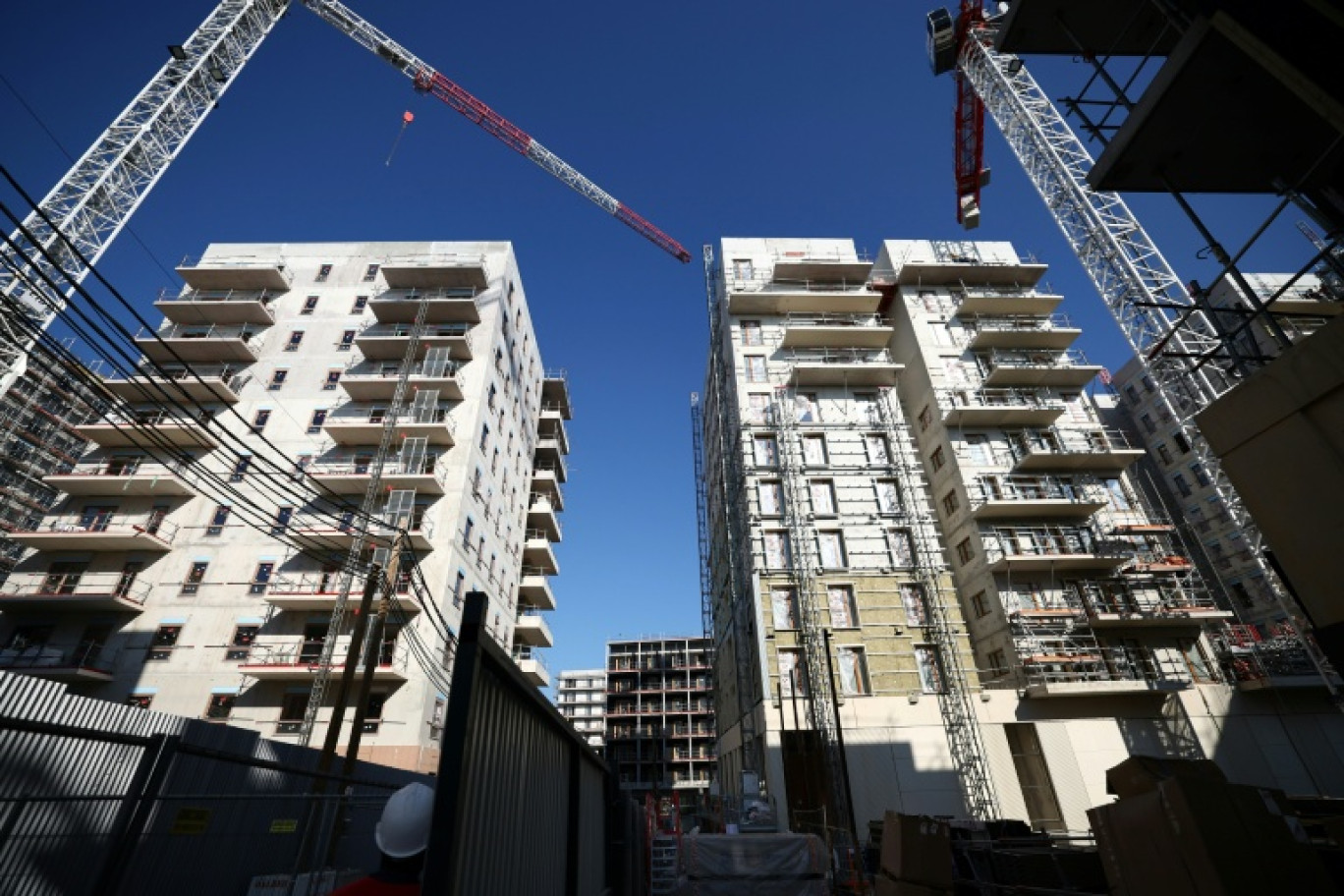 Le chantier de construction du village des athlètes pour les Jeux olympiques et paralympiques de Paris 2024, à Saint-Ouen, le 13 février 2023 en Seine-Saint-Denis © Anne-Christine POUJOULAT