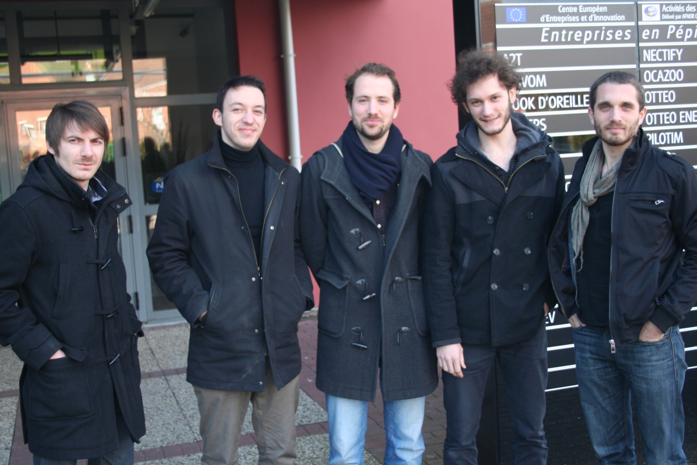 Légende : Maxime Dernoncourt et Clément Staelen (Ukhöm) ; Damien Abgrall et Timothée Martin (Wid’Op) ; Robin Komiwes (Nectify). 