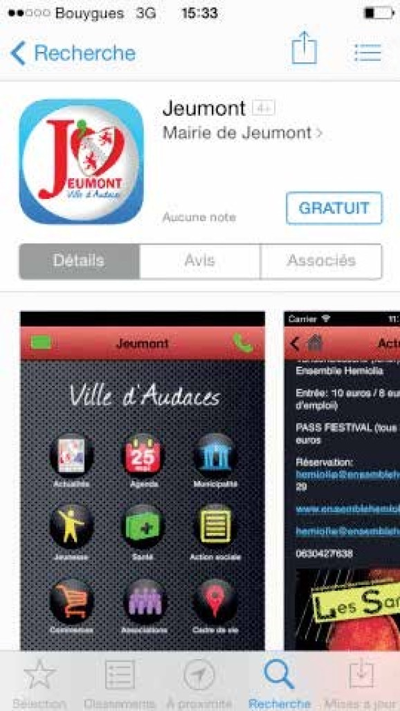 Une application pour mobile baptisée “ville de Jeumont”.
