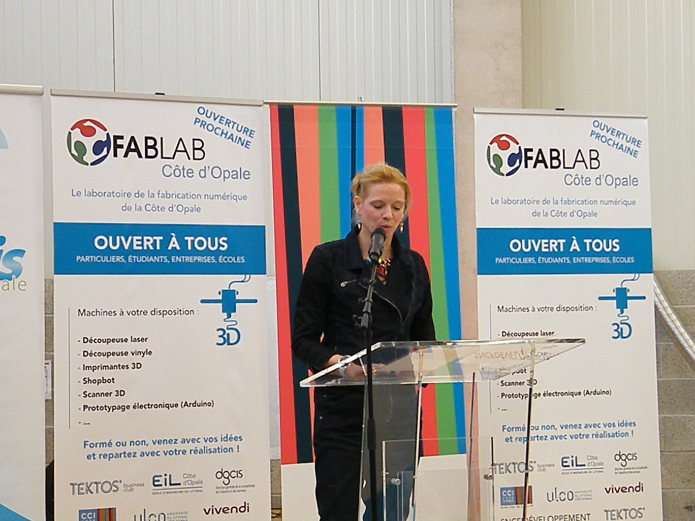 « Plus d'une centaine de personnes étaient réunis pour l'inauguration du Fab Lab. Ici, Claire Lefranc-Vanryssel, vice-présidente de la CCI Cote d'Opale ».