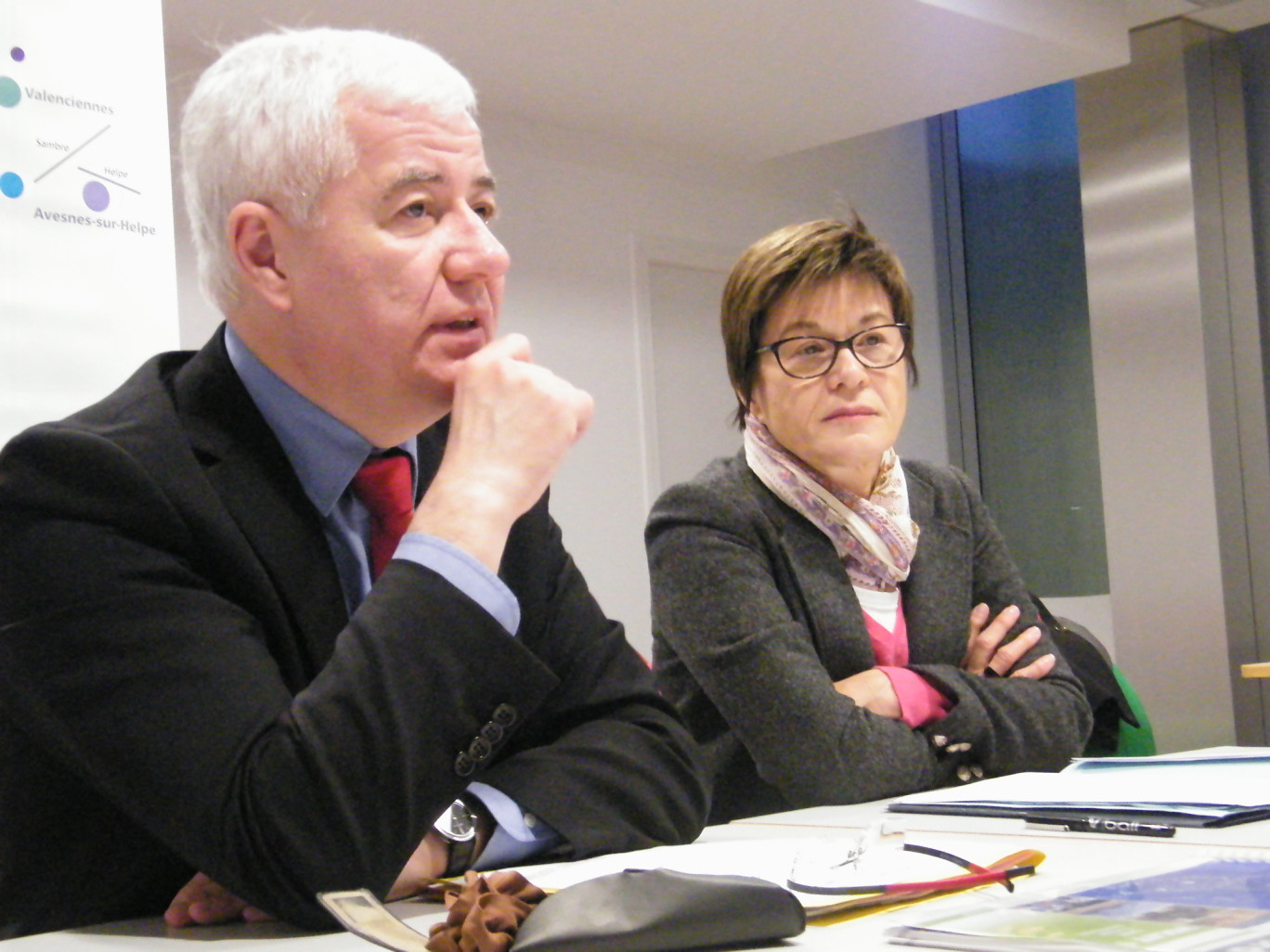 « Didier Manier, président du Conseil Général du Nord et Martine Filleul, première vice-présidente à Dunkerque le 17 février dernier ».