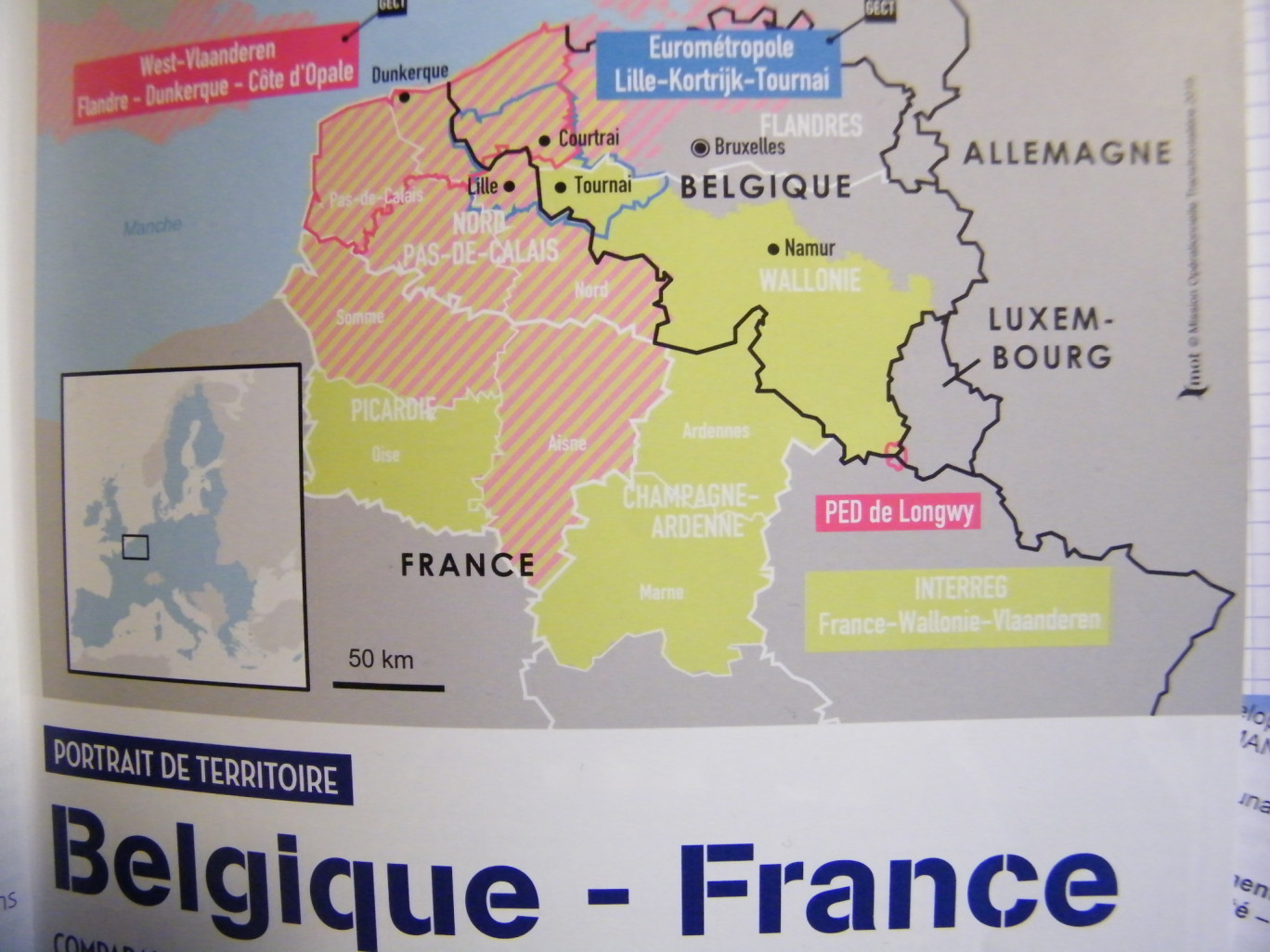 « Carte des actions transfrontalières dans la grande région Nord-Pas-de-Calais-Picardie ».