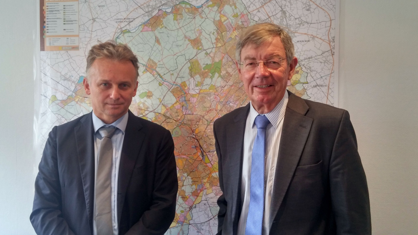Yves Millardet, le président de l'Agence France Locale, avec Alain Bernard, vice-président de la Mel chargé des finances.