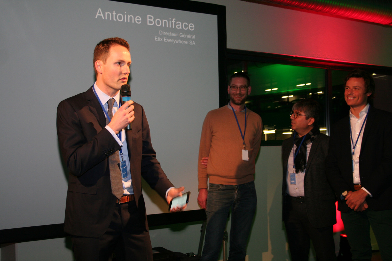 À gauche, Antoine Boniface, président d'Etix Everywhere, lors du lancement du data center Etix Lille #1 à la Plaine Images.