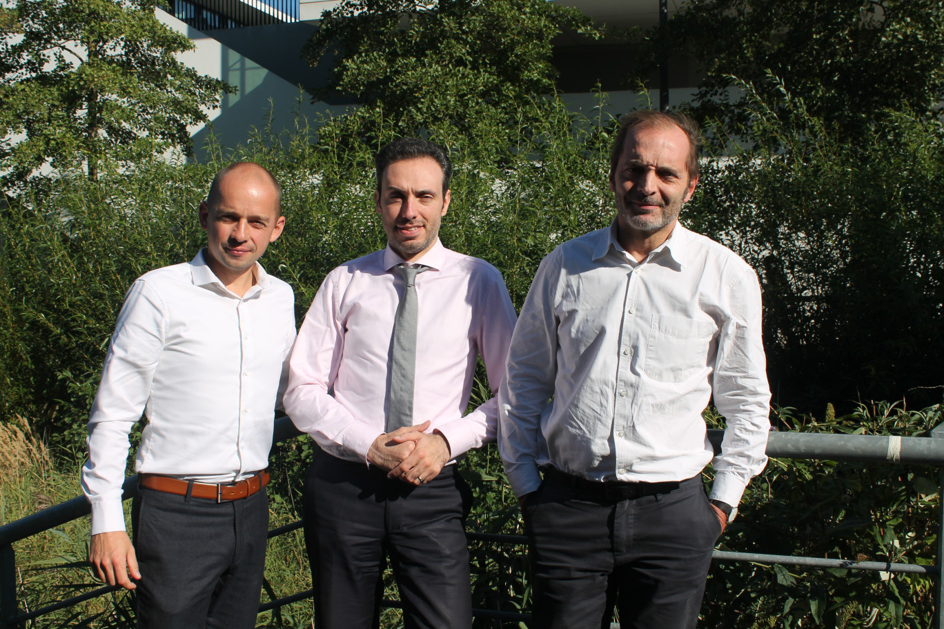 (De g. à d.) Gauthier A, directeur des opérations, Cosimo Prete, fondateur et dirigeant, et Jérôme Comar, associé.