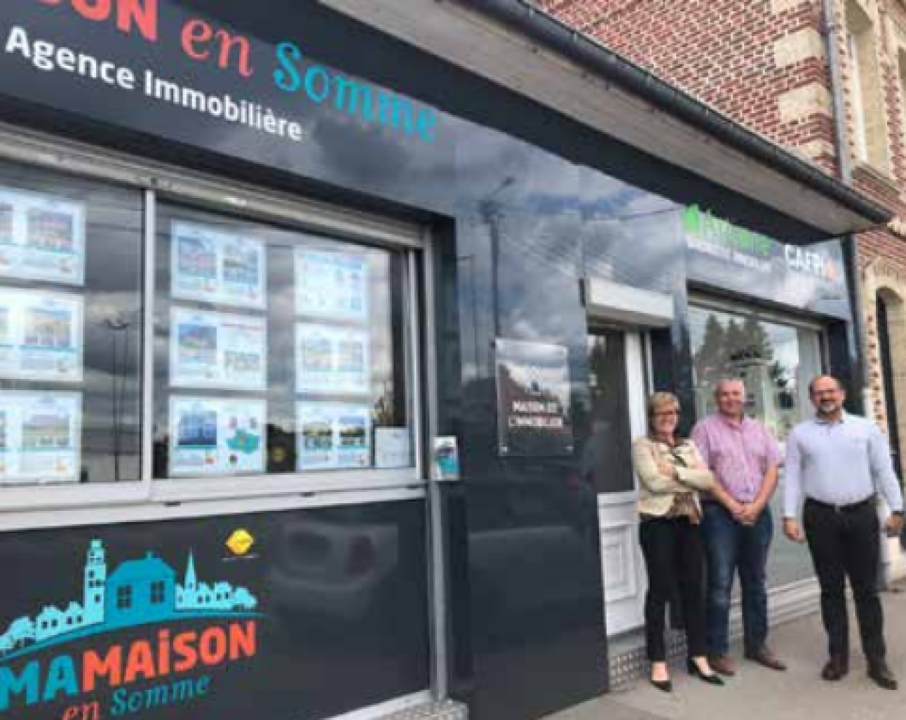 Noëlle Dransart, Philippe Damiens et David Vivies ouvrent la Maison de l’Immobilier.