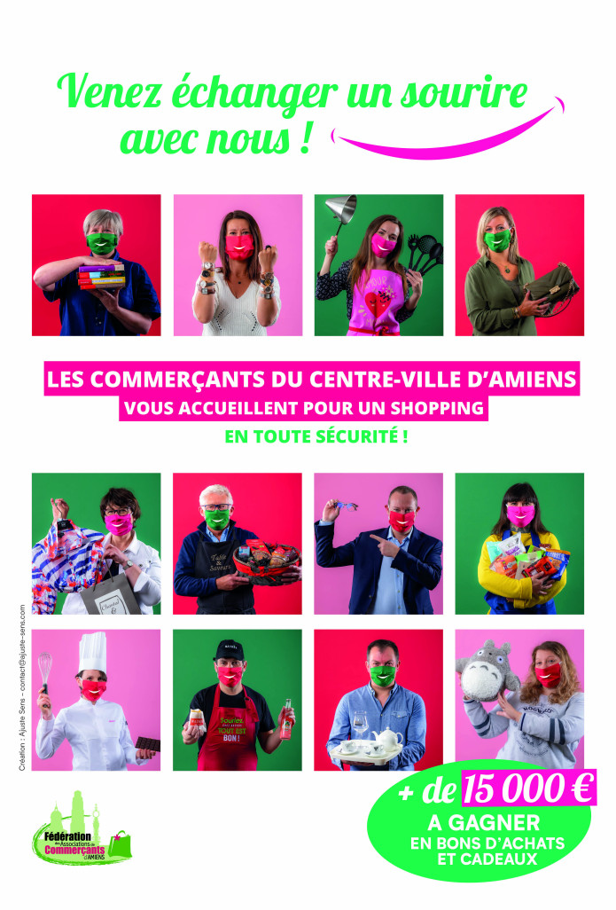 La campagne, en sourire, des commerçants d'Amiens.