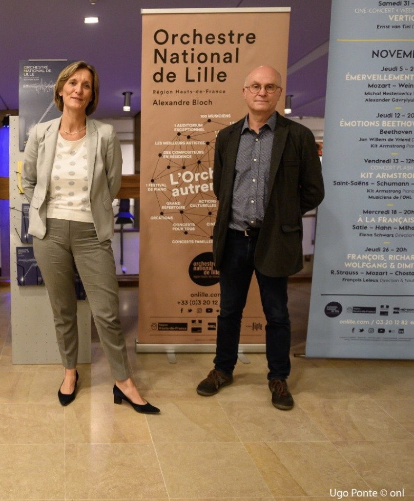 Corinne Wallaert et François Bou, directeur général de l'Orchestre national de Lille.