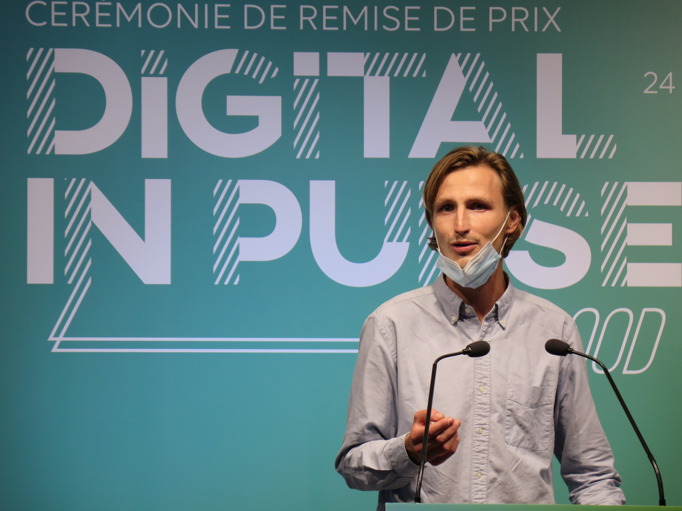 Lambert Allaerd, un des cinq collaborateurs de Karbon, a reçu le premier prix Digital InPulse. (Aletheia Press / B. Dequevauviller)