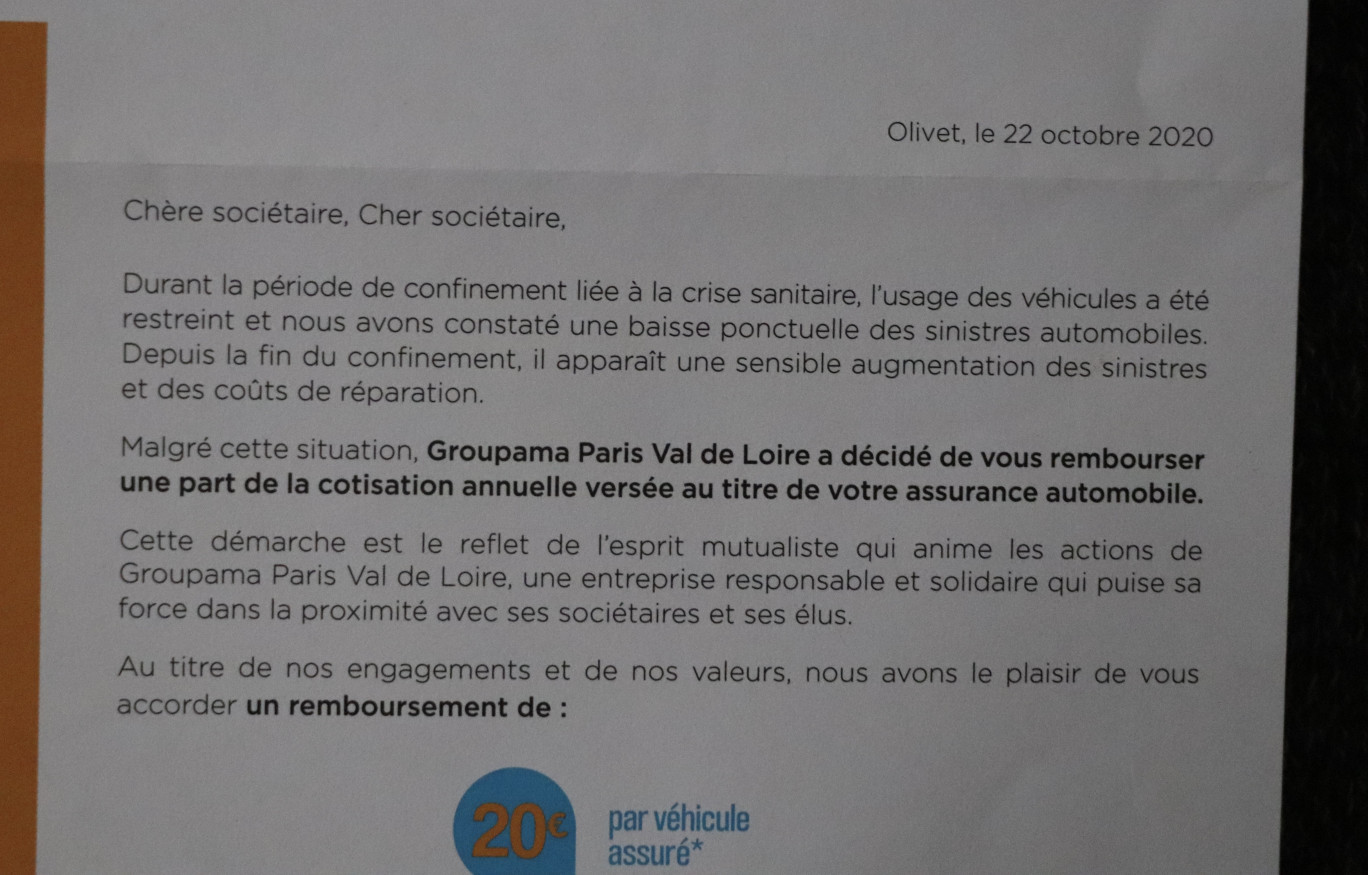 Groupama va envoyer courant janvier une lettre chèque de 20 euros.