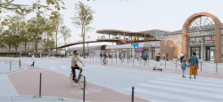 Point de jonction entre le nord et le sud de l&#039;agglo, la passerelle doit aussi permettre de diminuer la place de la voiture autour de la gare. © AREP Architectes / Ailleurs Studio